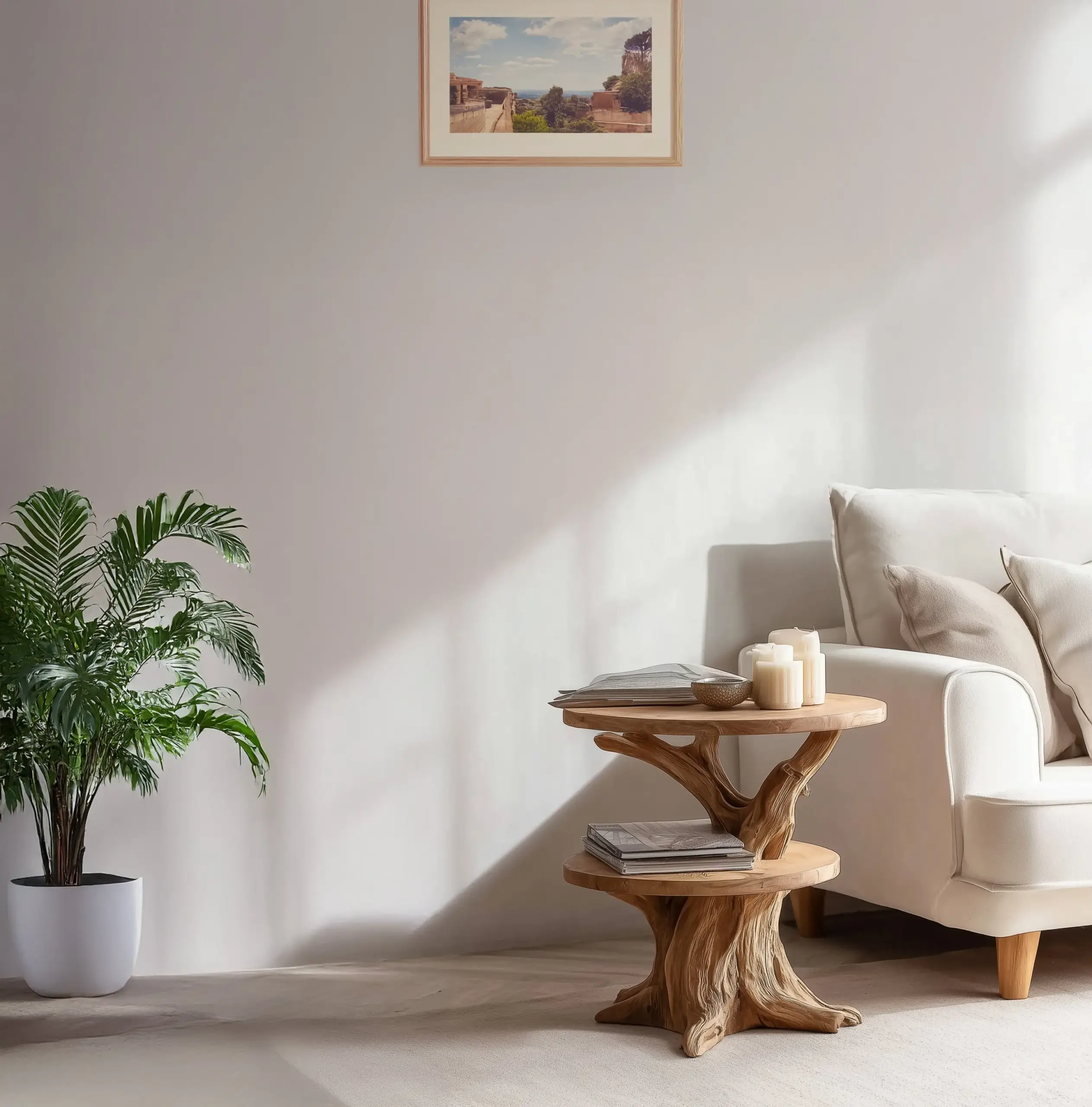 Rustic Round Side Table Solid Wood Live Edge for Lounge and Bedroom - Image 2