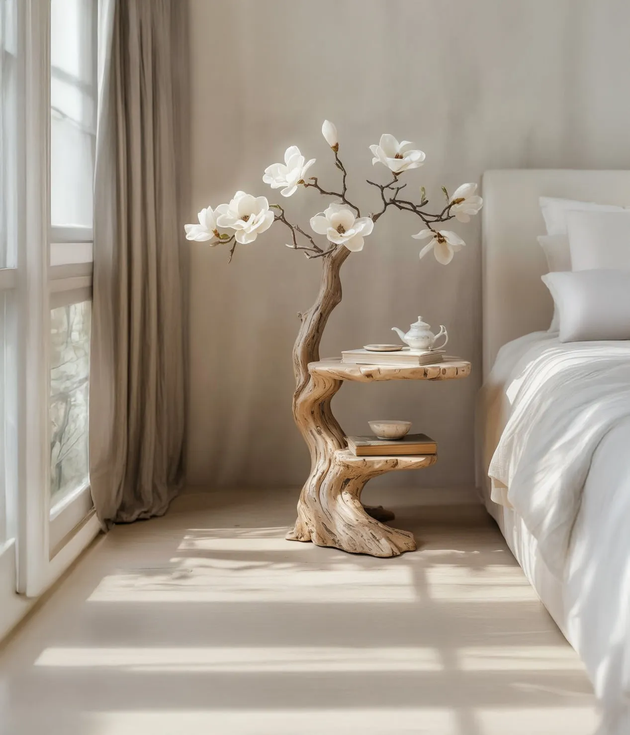 Country Round Side Table Solid Timber Live Edge Handmade Coffee Accent - Image 2