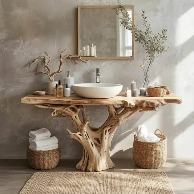 Floating Walnut Vanity With Vessel Sink Solid Wood Farmhouse Console